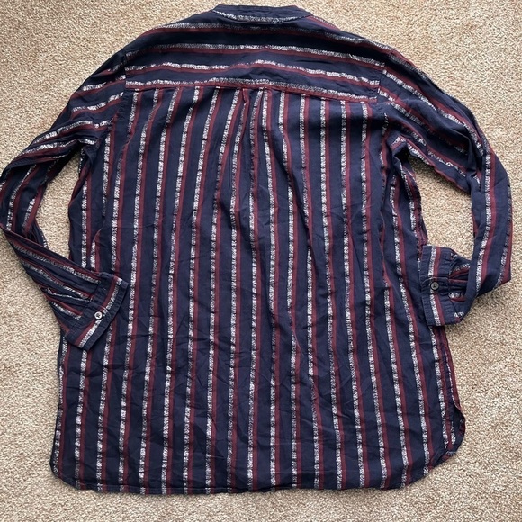 J.Crew Long-Sleeved Striped Half Button Up Blouse With Sparkles Size 0 - Picture 3 of 5